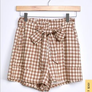 LULUS MIDDAY MUSE gingham paper bag shorts